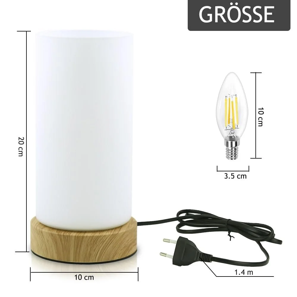 Настільна лампа сенсорна зі скляним абажуром 3 рівні яскравості E14 4 Вт, фото №7