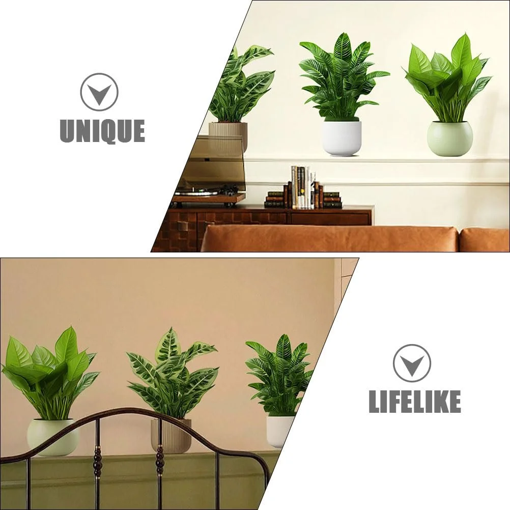 Наклейка на стену UPKOCH 1 набор Растения в горшках Винил ПВХ Тропические растения Зеленый, фото №6