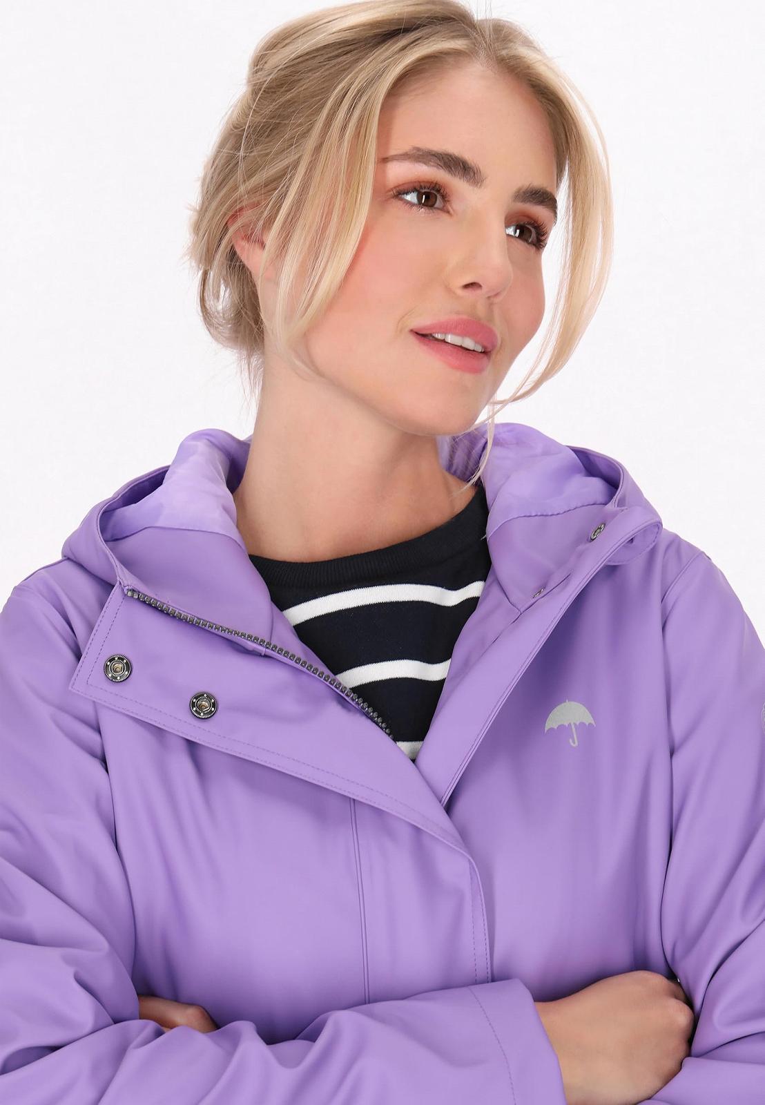 Жіноче пальто Schmuddelwedda з капюшоном водонепроникне на блискавці з прорізною кишенею довгий рукав стандартного крою, фото №4