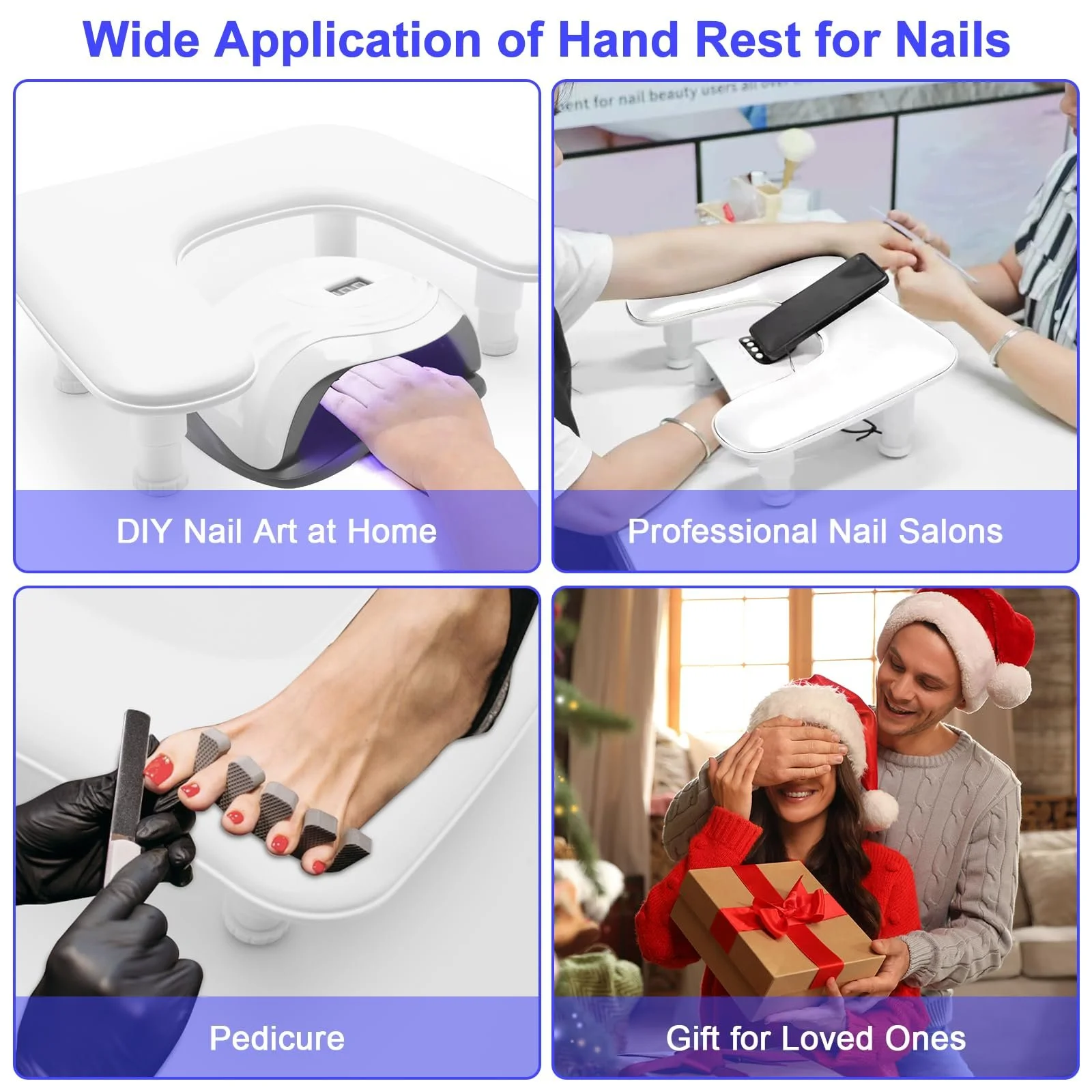 Підставка для рук U-подібна Diesisa для манікюру, регульована висота, м'яка PU шкіра, біла, фото №6