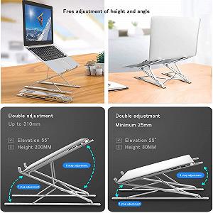 Подставка для ноутбука Dogfish, 9+7 уровней, регулируемая по высоте, вентилируемая алюминиевая подставка для ноутбука, держатель для ноутбука для MacBook, Lenovo, Dell, 10-17,3-дюймовых ноутбуков, планшетов, нетбуков synthetic.ua - Фото 1