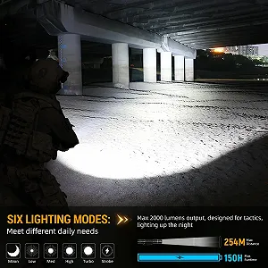 Тактичний ліхтар Wurkkos TD02 LED, надзвичайно яскравий 2000 люмен, USB C акумуляторний, IP68 водонепроникний з 6 режимами synthetic.ua - Фото 1
