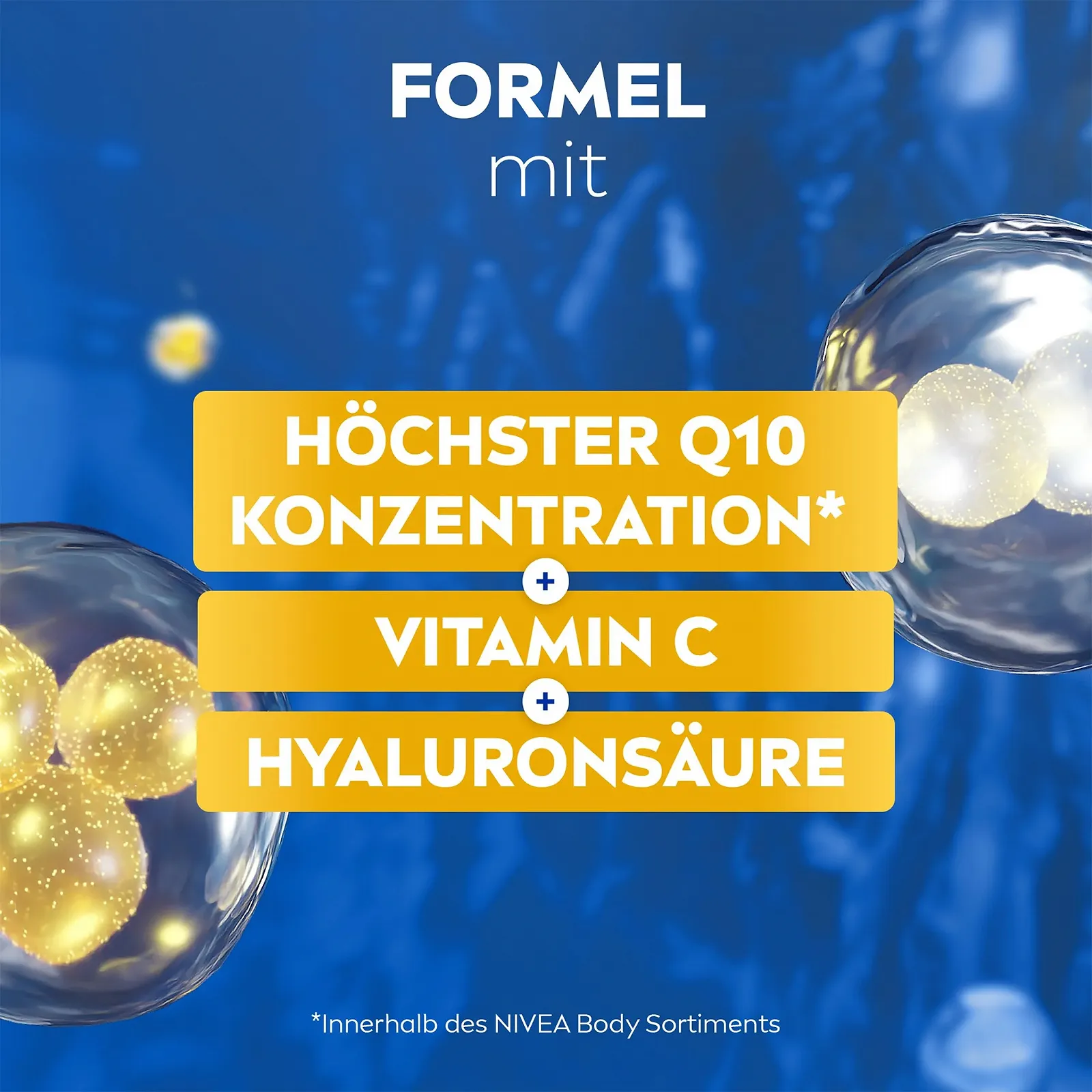 Лосьон-сыворотка для тела NIVEA Body Q10 Firming + Energising, Укрепляющий лосьон для тела с чистым Q10, витамином C и гиалуроновой кислотой (200 мл), фото №4 Лосьон-сыворотка для тела NIVEA Body Q10 Firming + Energising, Укрепляющий лосьон для тела с чистым Q10, витамином C и гиалуроновой кислотой (200 мл), фото №4