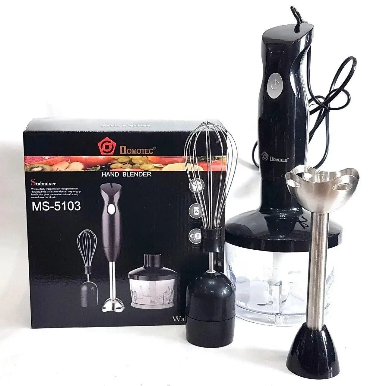 Блендер підводного Domotec Ms-5103 500 Вт 3в1 Чорний, фото №1 Блендер підводного Domotec Ms-5103 500 Вт 3в1 Чорний, фото №1