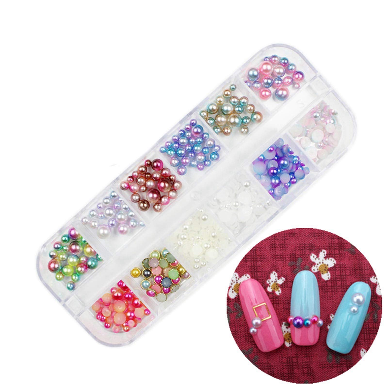 Стразы для ногтей Полукруглые Смешанные цвета, фото №4