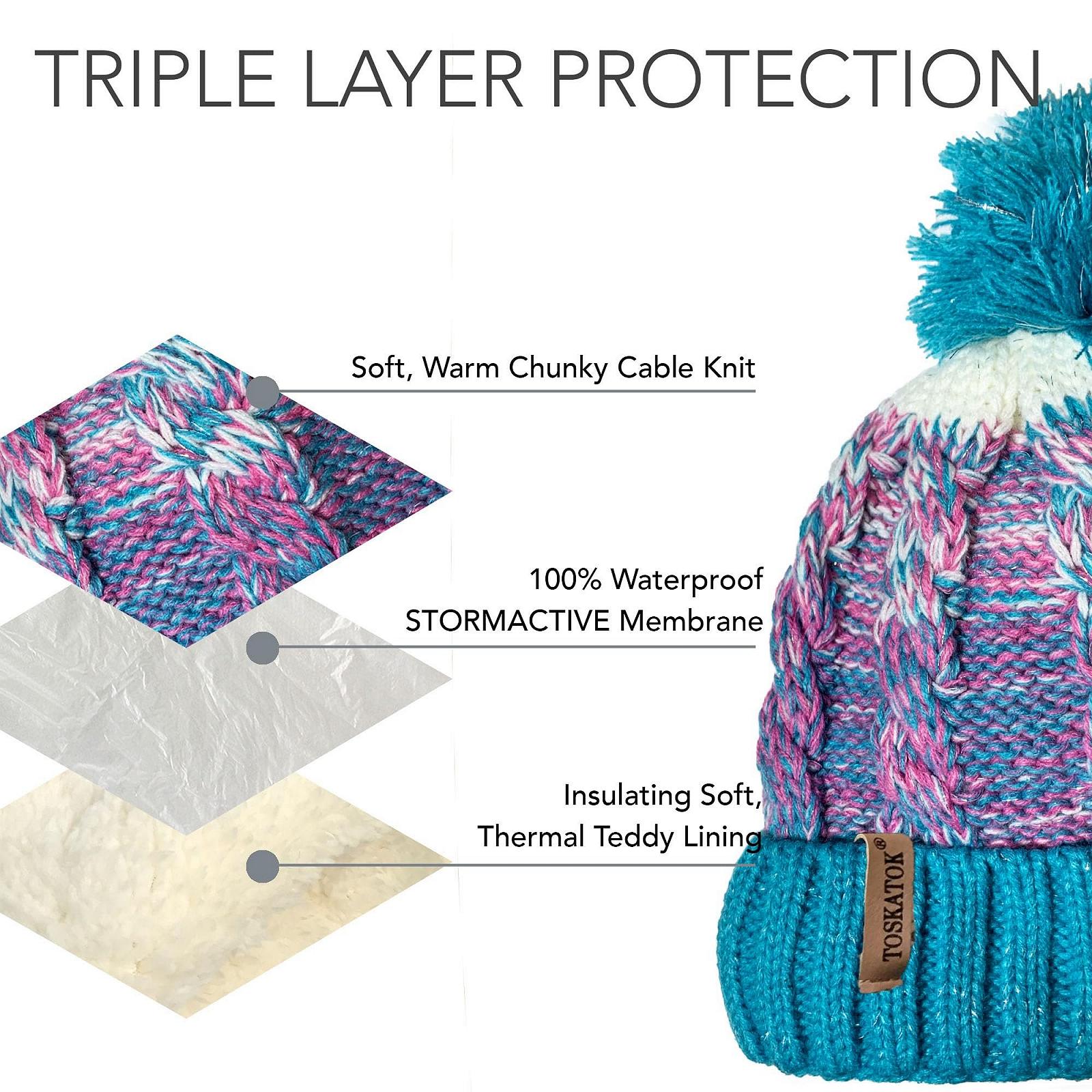 Шапка STORMACTIVE В'язана з помпоном та теплою підкладкою для дівчинки, водонепроникна, фото №4