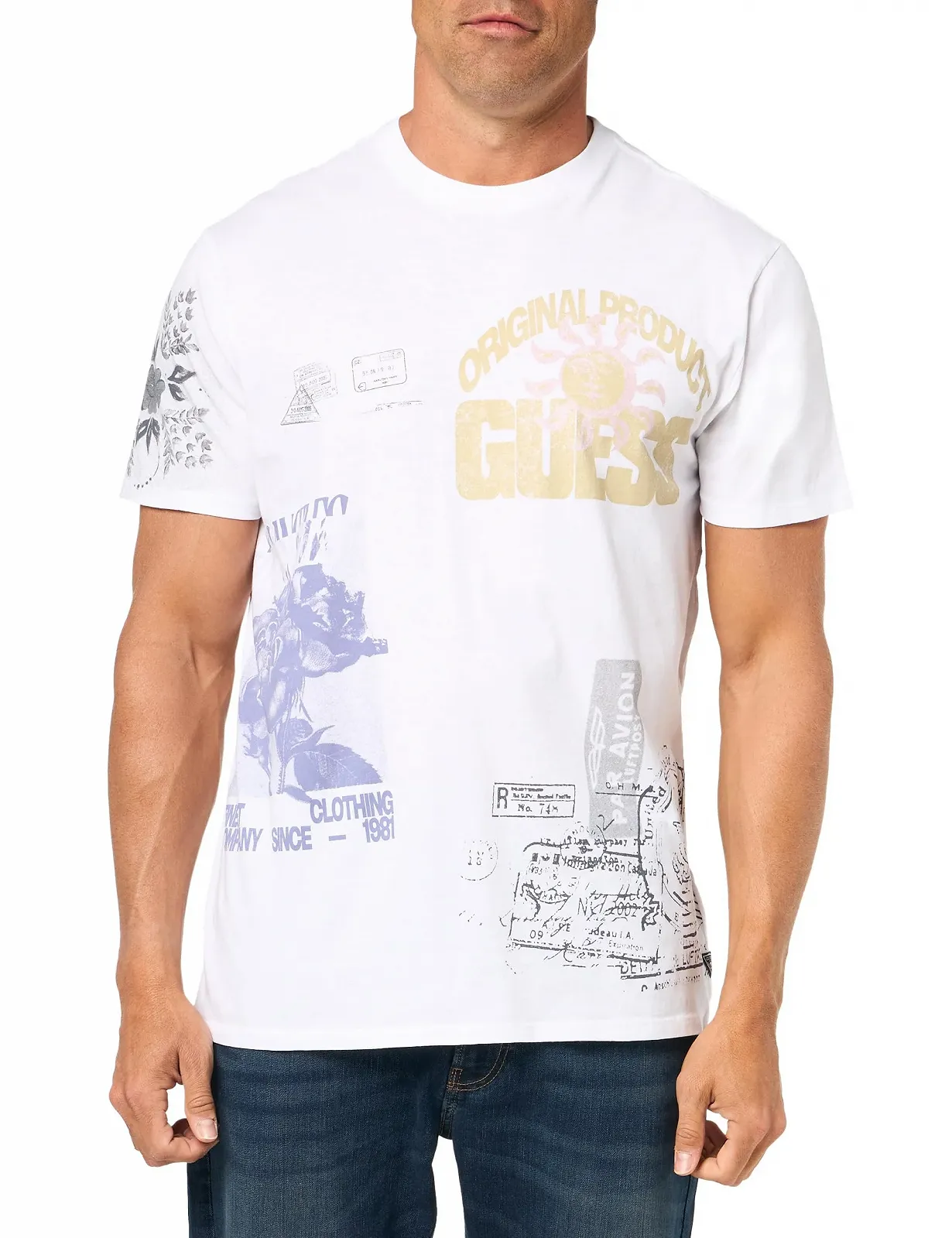 Футболка з короткими рукавами GUESS Faded Stamp M4GI50K9RM1, біла, великий розмір, фото №1