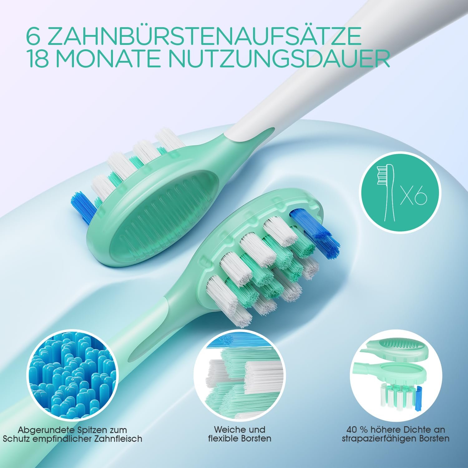 Електрична зубна щітка VOYOR-HEALTH ET110 звукова 41000 рухів/хв 3 режими Зелена, фото №5