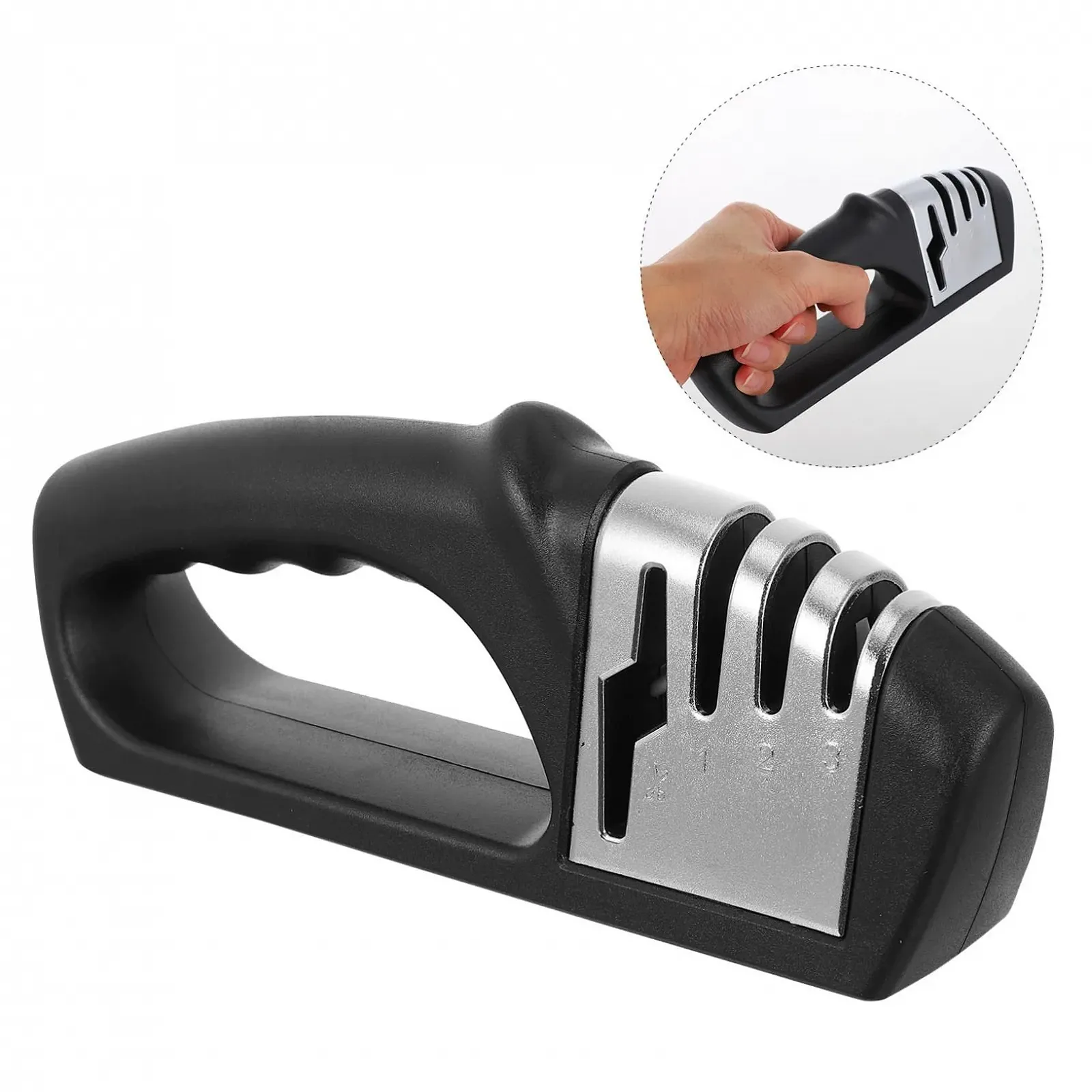 Точило для ножів та ножиць ручна 4-ступінчаста ергономічна рукоятка, фото №4