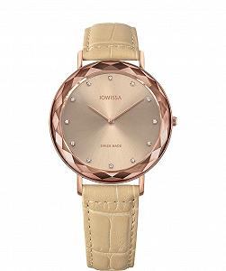 Женские часы JOWISSA Aura Swiss Champagne/Brown/Pink J5.565.L, Champagne / Brown / Rose, Classic - Фото 1