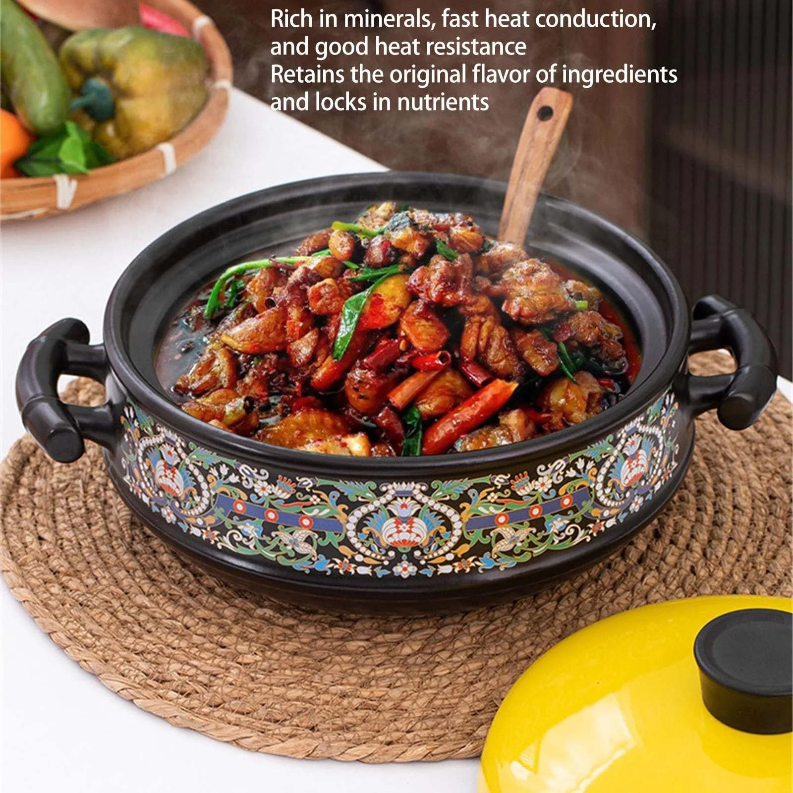 Керамічна каструля для запікання З кришкою Жаростійка Червона, фото №6