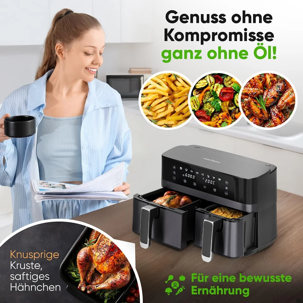 Мультипечь ProfiCook PC FR 1295 H 9 Litres с двумя камерами, фото №4