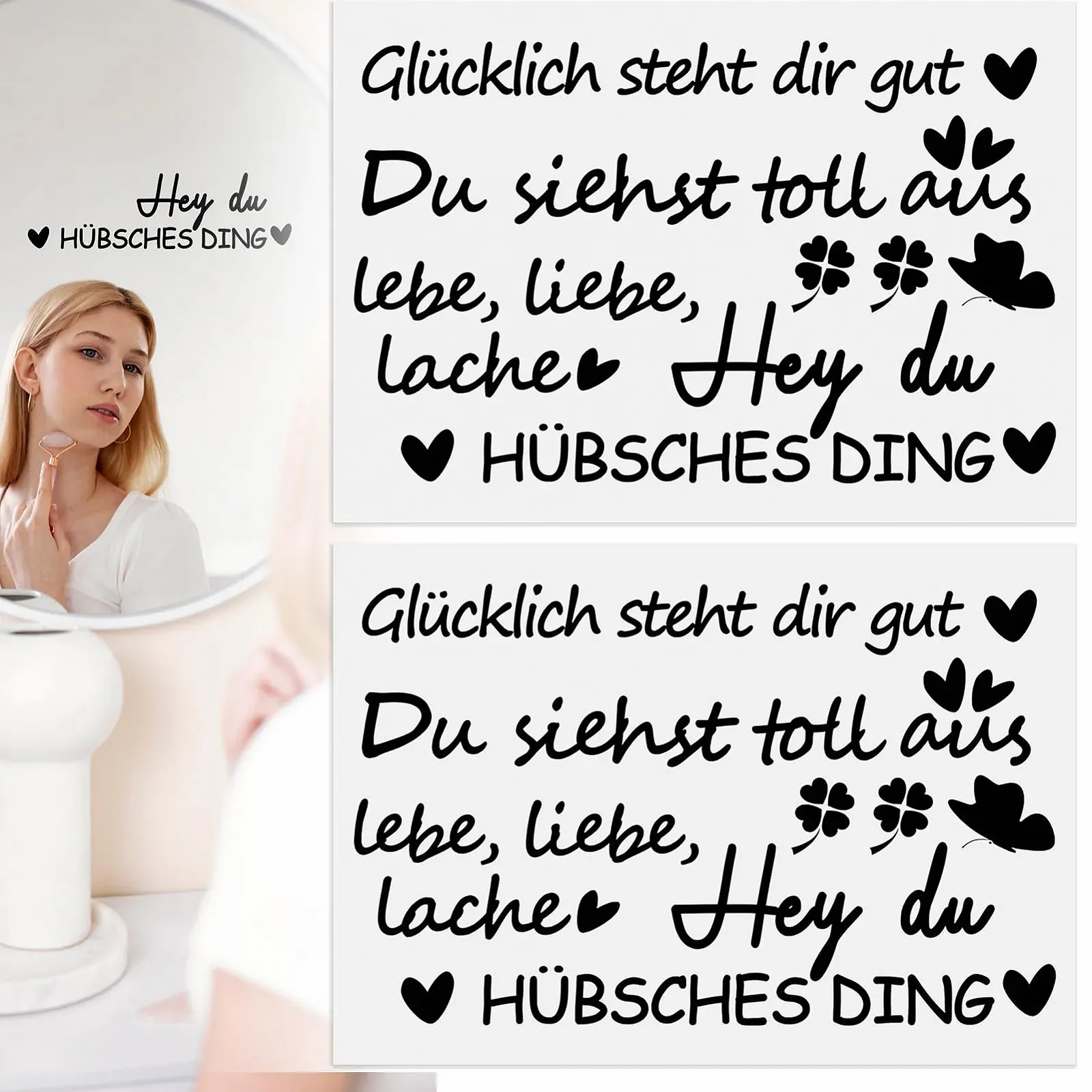 Наклейки на дзеркало Мотиваційні написи 2 шт. Водонепроникні, фото №7