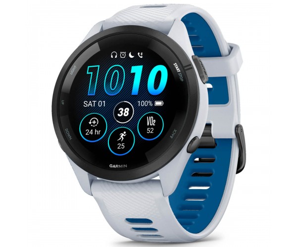 Смарт-годинник Garmin Forerunner 265 Black Bezel with Whitestone Case and Whitestone/Tidal Blue Silicone Band (010-02810-51), фото №1