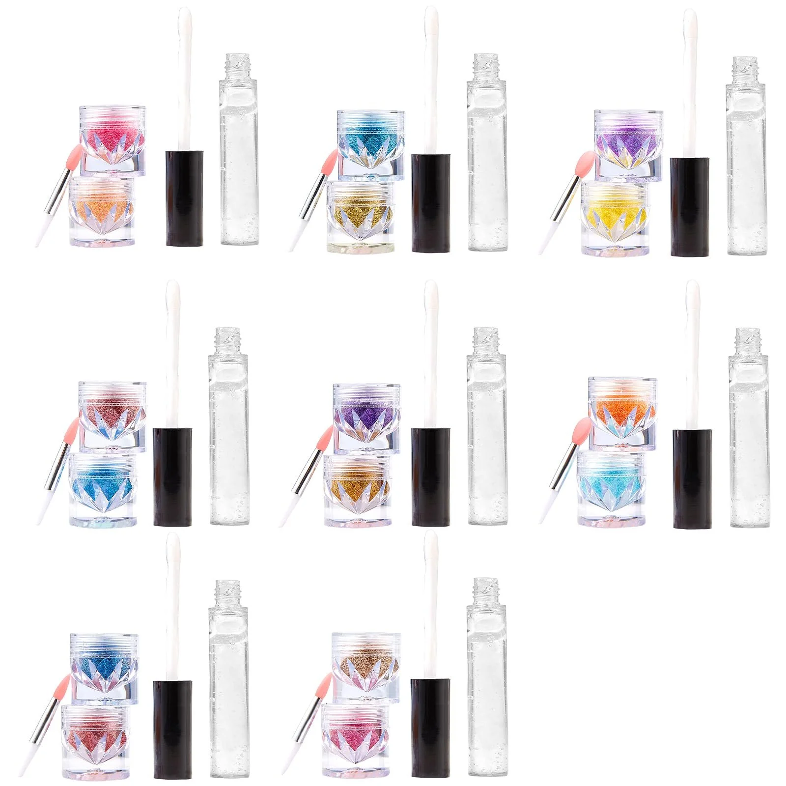 Блиск для губ Двоколірний Набір Блискітки, фото №6