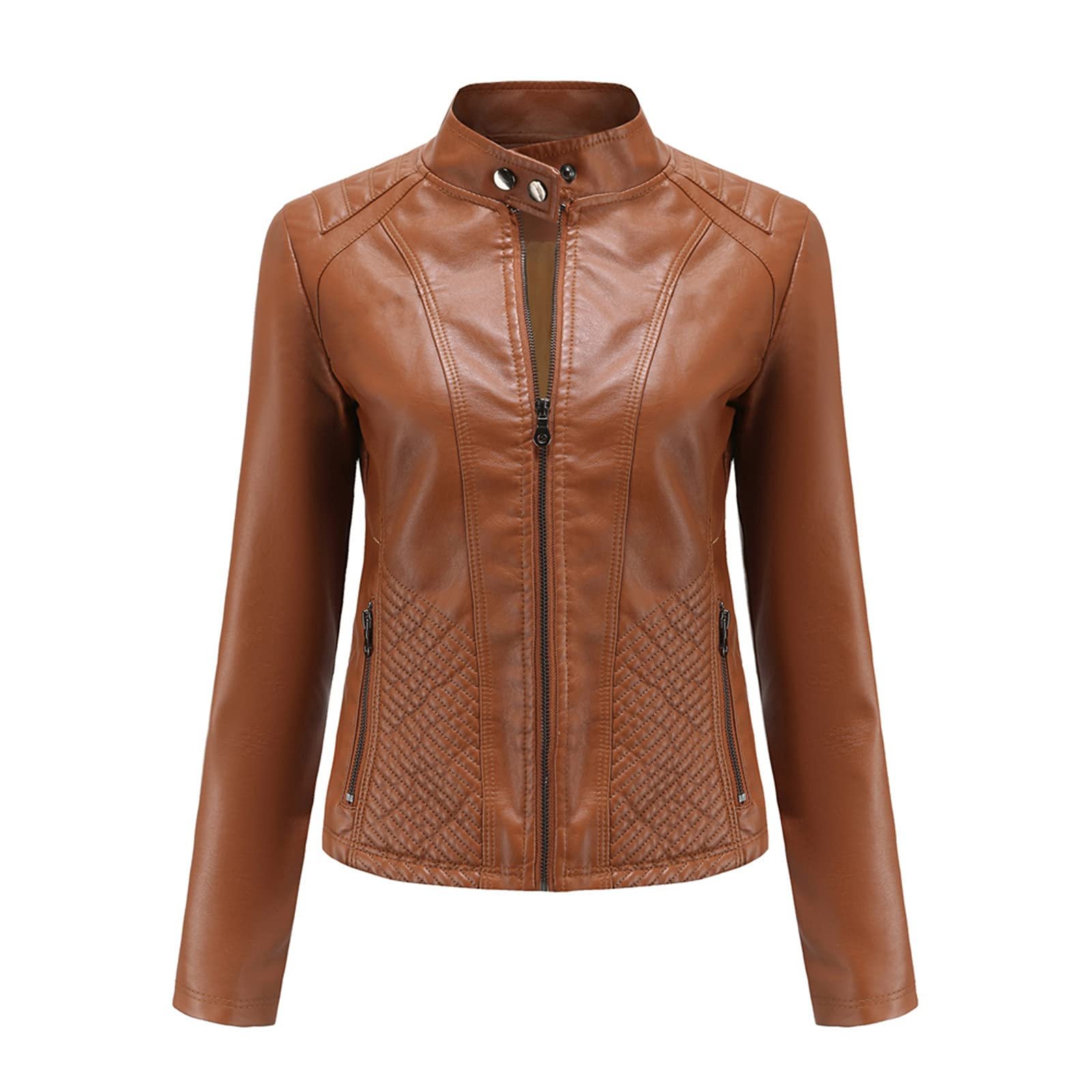 Тренч из искусственной кожи Generisch Женский Мотоциклетная куртка PU Moto Biker Облегающий Slim Длинная Куртка Черный Кожаная куртка Женская мотоциклетная куртка Женская Зимняя, фото №1