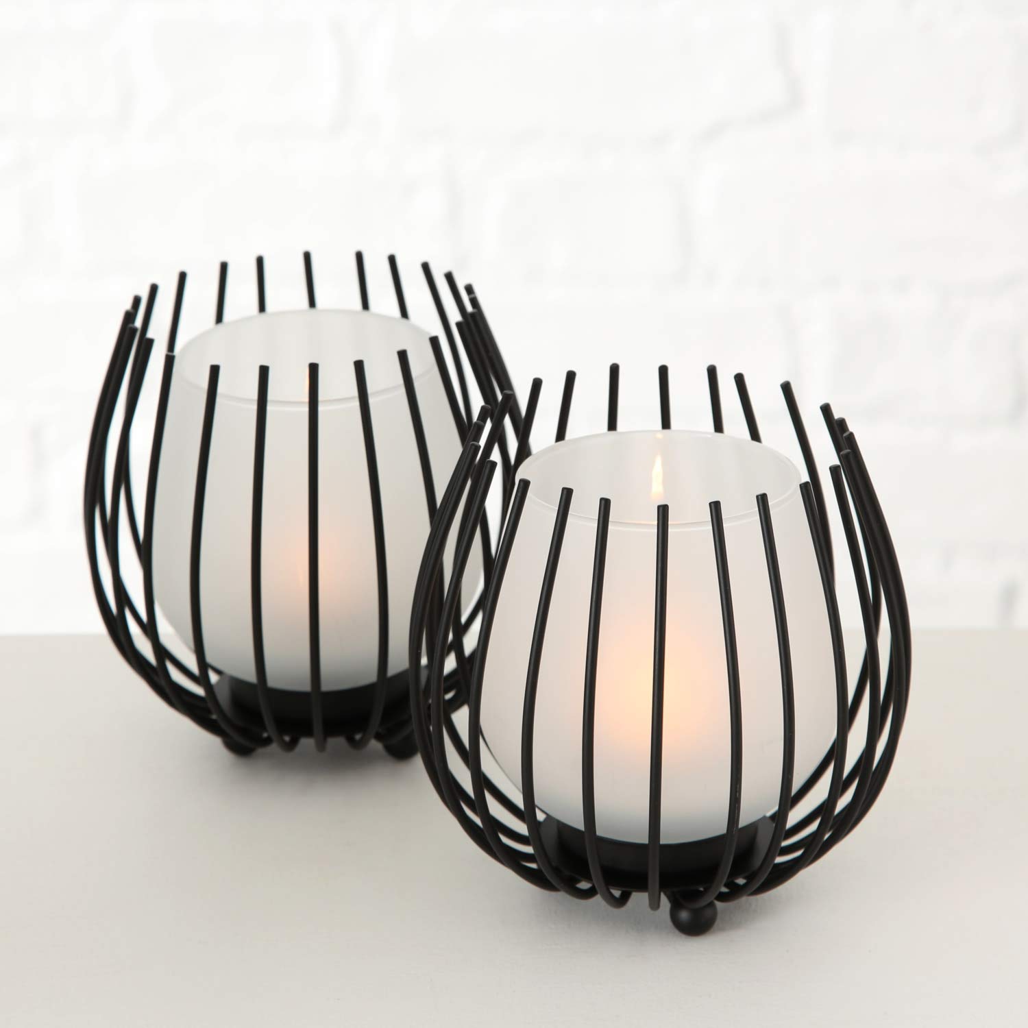 Набір LS-LebenStil 2 Металеві Скляні Ліхтарі Тримачі для чайних свічок Чорні, фото №2 Набір LS-LebenStil 2 Металеві Скляні Ліхтарі Тримачі для чайних свічок Чорні, фото №2