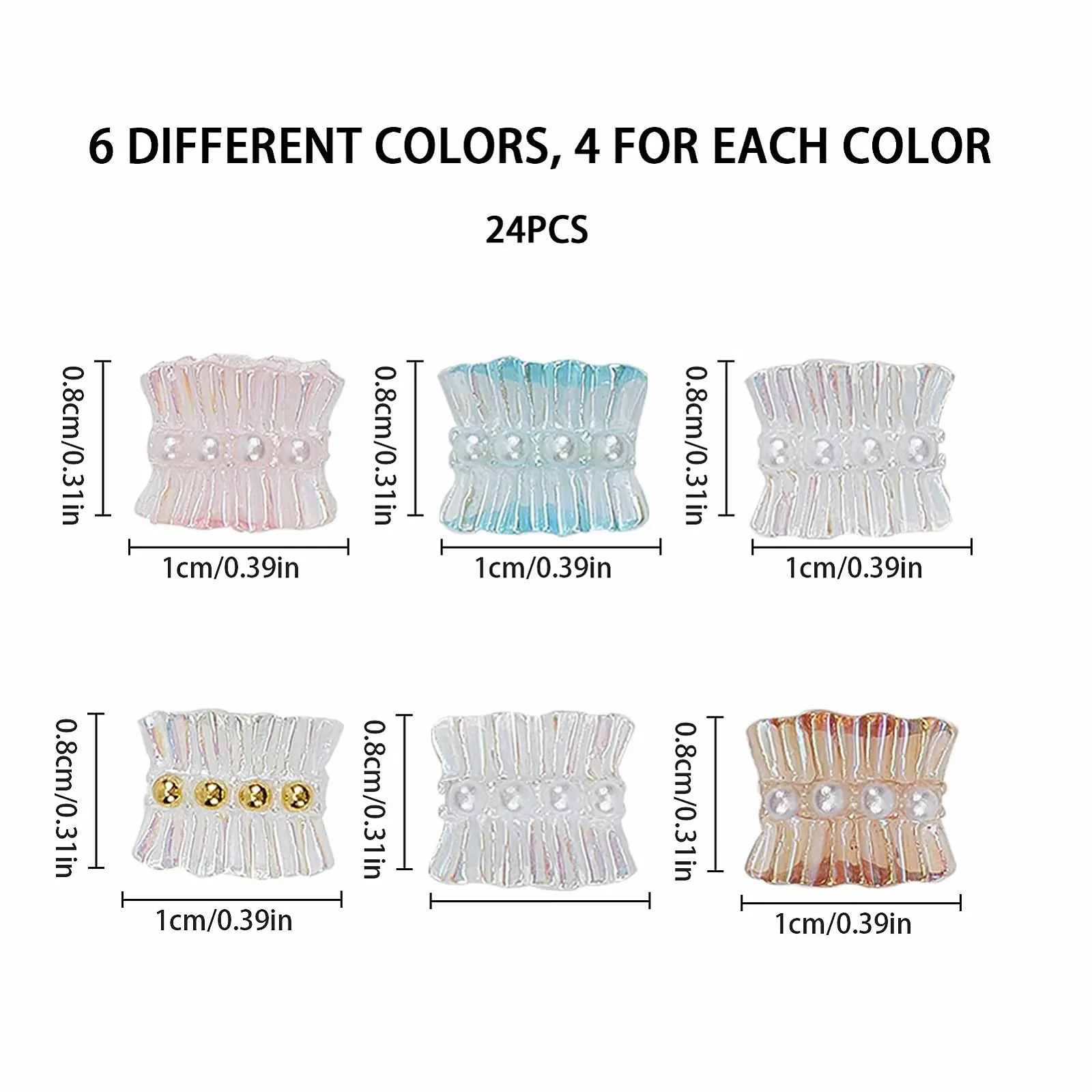 Стрази для нігтів Перли Мереживо 3D балетна пачка Aurora Колір Candy 24 шт., фото №2