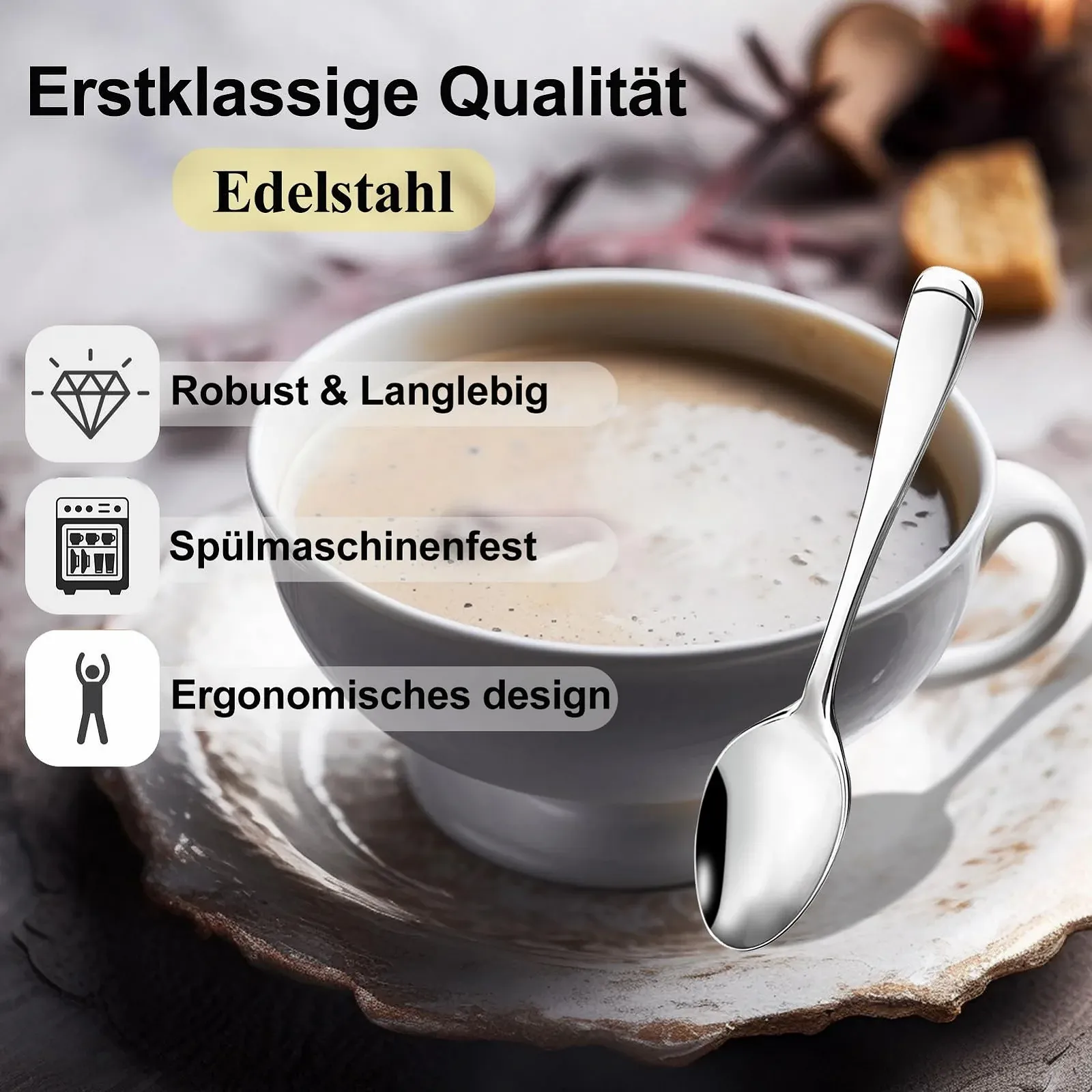 Ложки для кави, Набір з 6 штук, Маленькі з нержавіючої сталі, фото №3