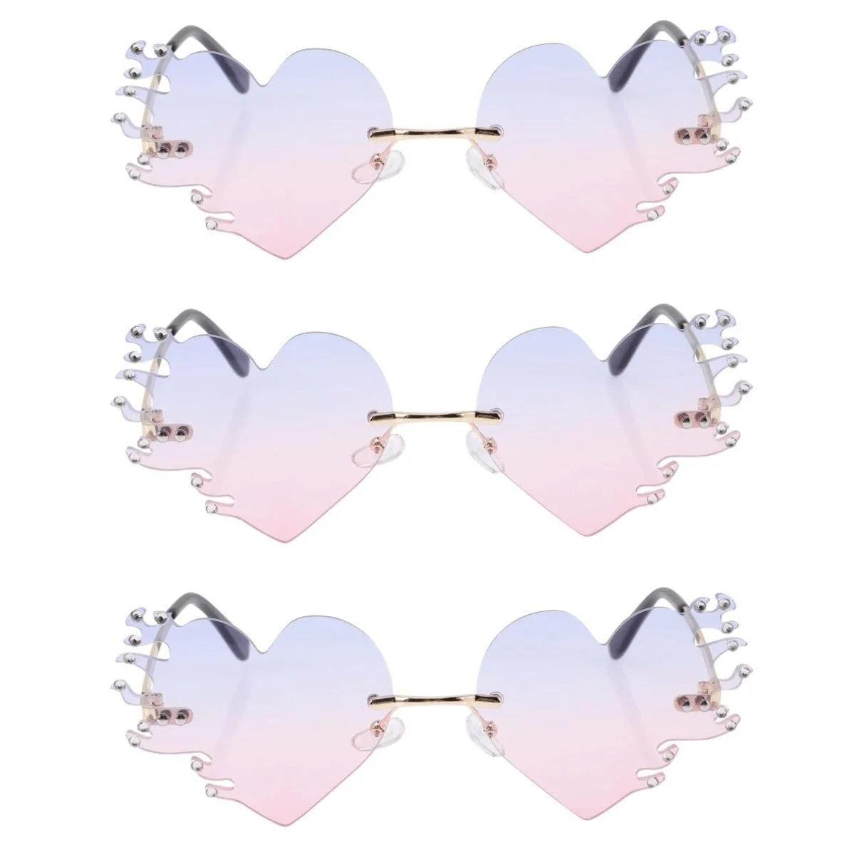 Солнцезащитные очки Диско 90-х С сердечками, 3 пары, фото №1