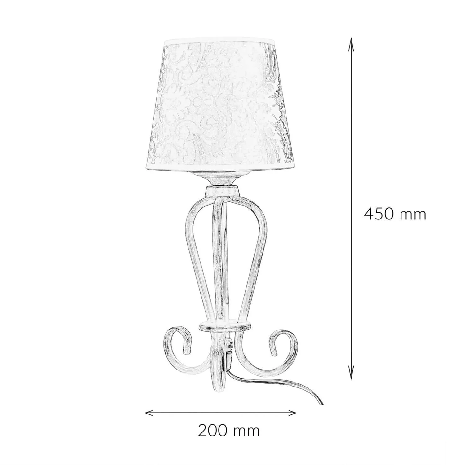 Настільна лампа Licht-Erlebnisse Shabby Country House, античне золото, E27, 45 см, метал, тканинний абажур, фото №7