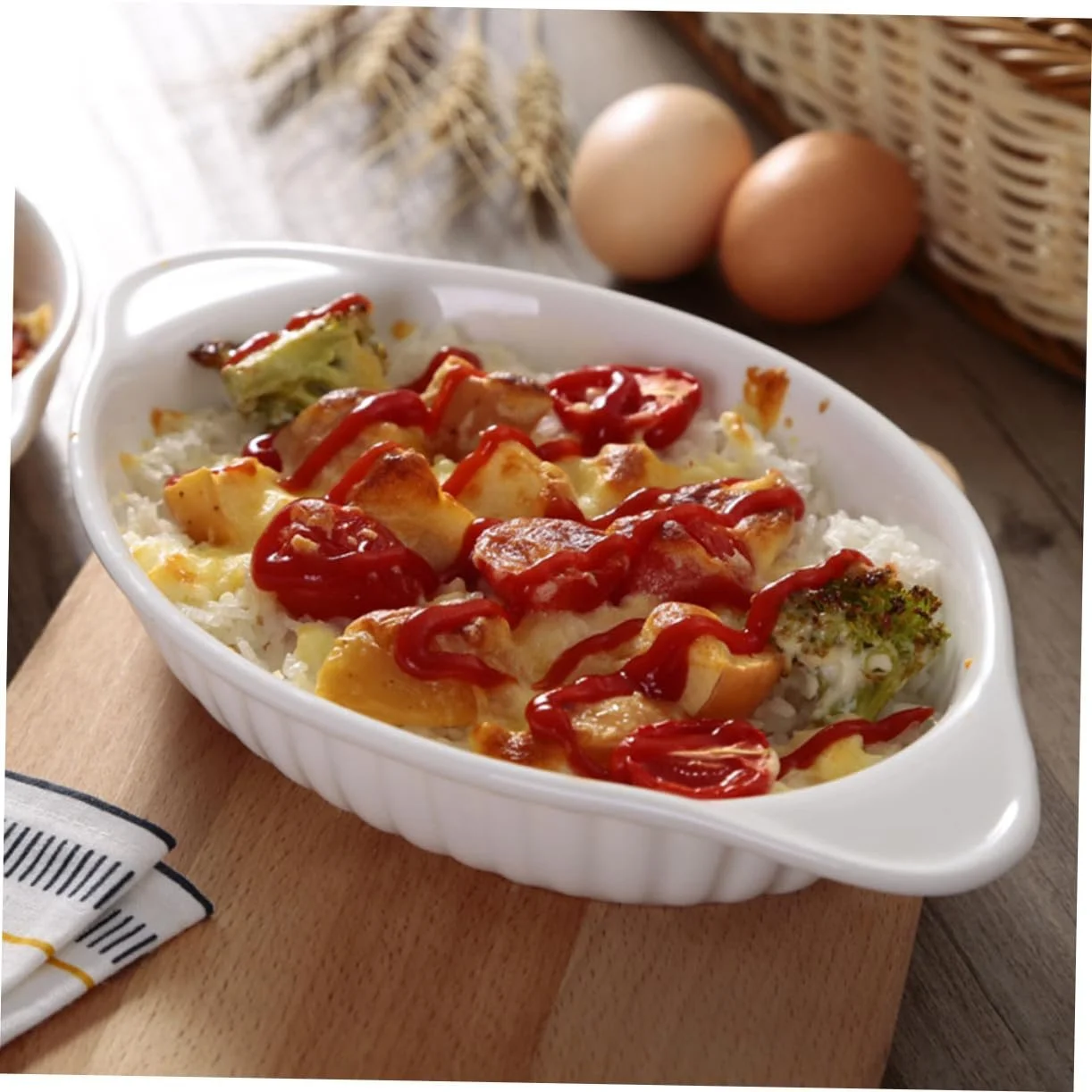 Керамическая форма для запекания овальная с двойными ручками термостойкая, фото №8 Керамическая форма для запекания овальная с двойными ручками термостойкая, фото №8