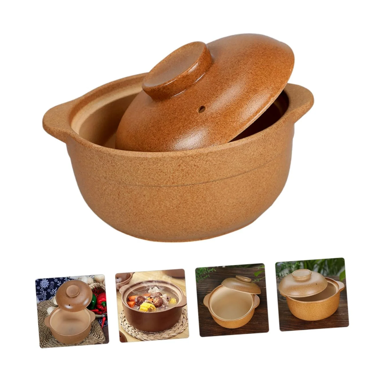 Каструля керамічна 1,6 л з ручками для тушкування рівномірне нагрівання, фото №9