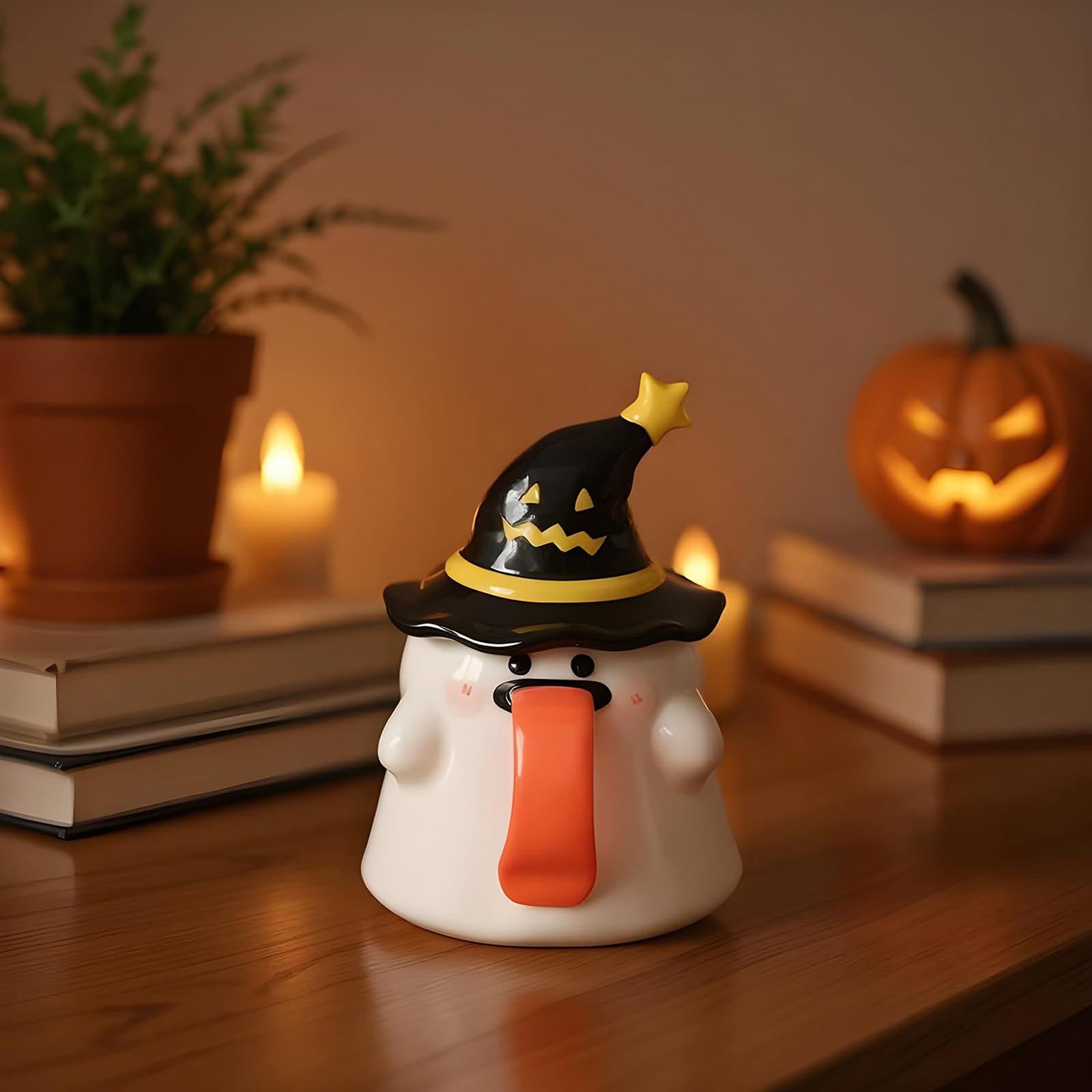 Кружка Halloween Для детей Милая кружка с крышкой 450 мл Керамическая кружка в форме привидения с крышкой, фото №2