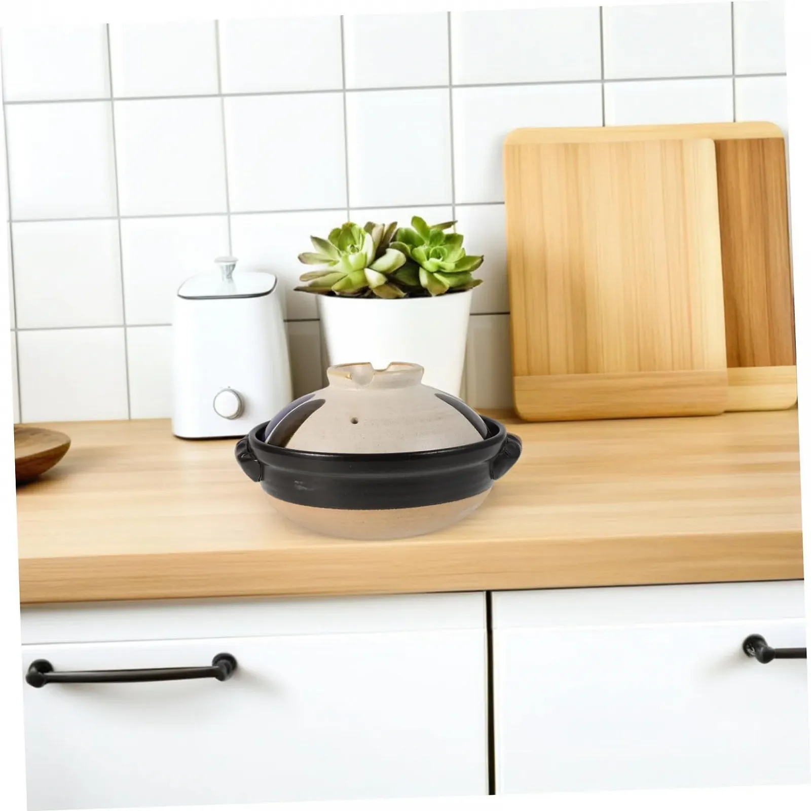 Горшок керамический японский с крышкой жаростойкий винтажный Coarse Ceramic, фото №5