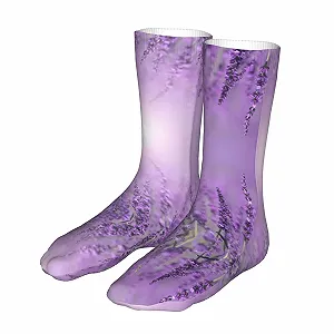 Забавные носки с подсолнухами для женщин и мужчин, мягкие, уютные носки, теплые зимние носки средней длины, романтическая фиолетовая лаванда synthetic.ua - Фото 1