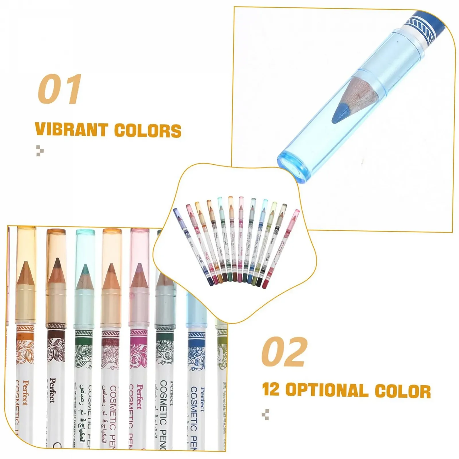 Олівець для очей FRCOLOR 12 кольорів, фото №5