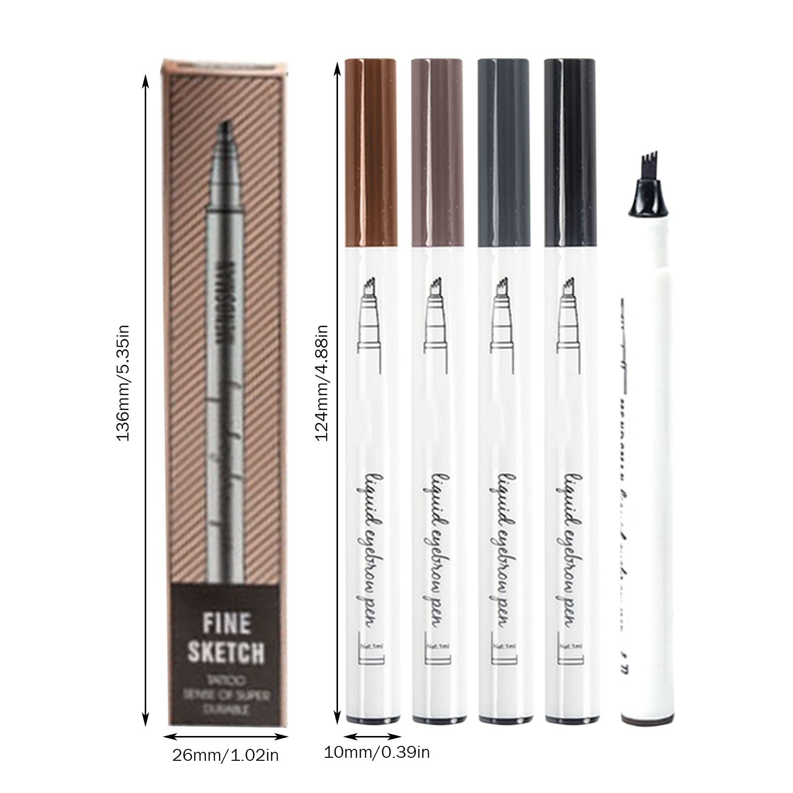 Олівець для брів Organic Мінірозгалужений 3D натуральний світло-коричневий 4 точки (D, один розмір), фото №6