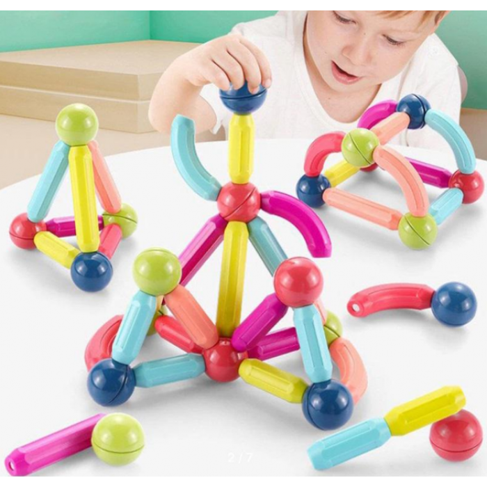 Магнитный конструктор 26 палочек 10 шариков SKY Magnetic Sticks Развивающая игрушка, фото №1