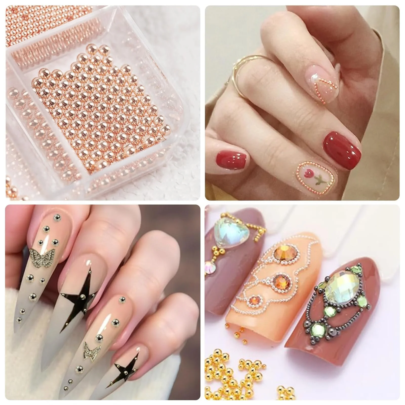 Набор бисера для ногтей, 12 градусов, розовое золото и черный, 5680 штук, фото №4