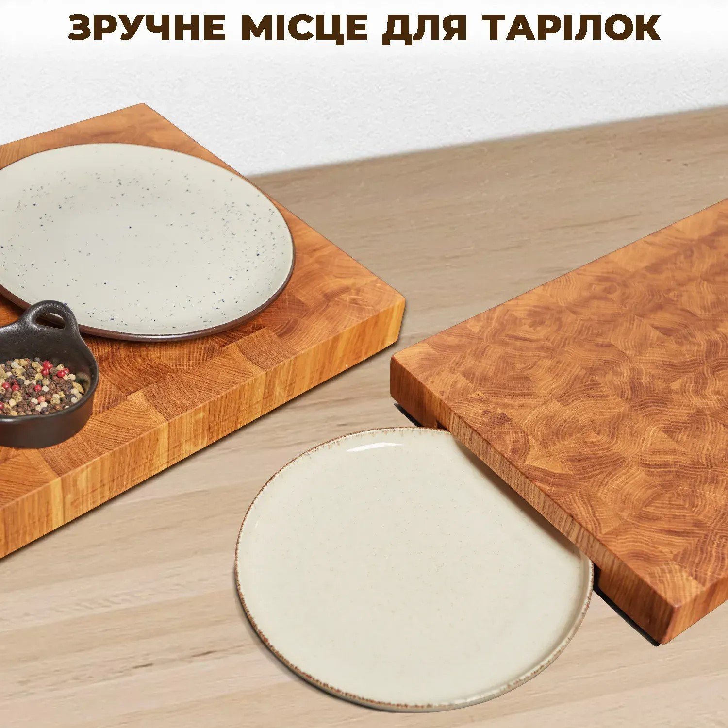 Торцевая, разделочная, кухонная, деревянная доска из дуба, 30 x 40 x 4 см, фото №2