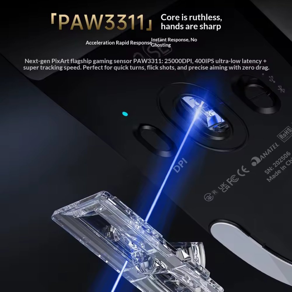 Ігрова миша Attack Shark X8SE PAW3311 25000DPI 400IPS 40G 1000Hz Black, фото №5