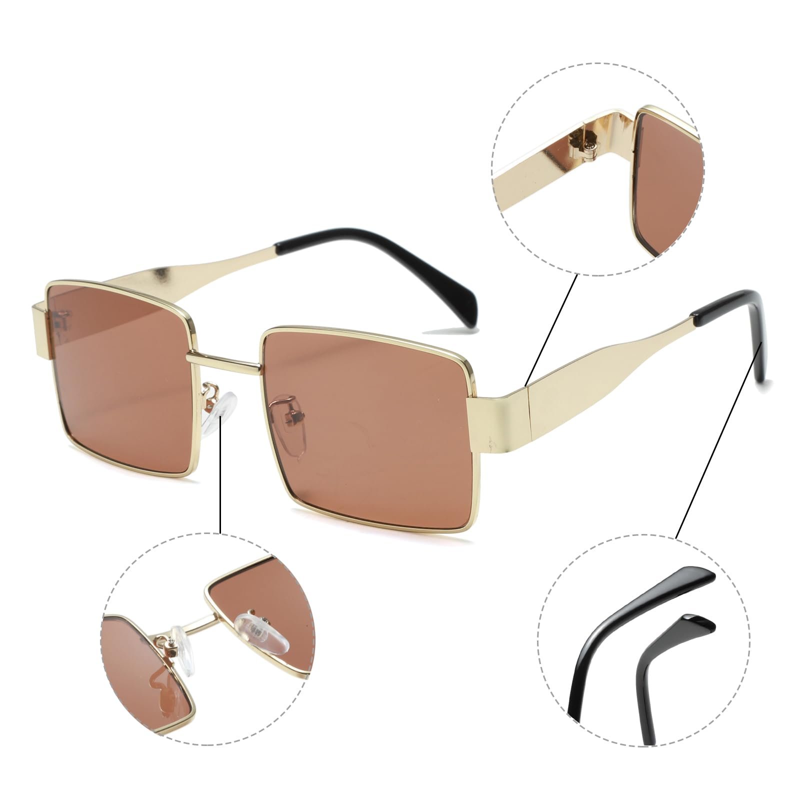 Вінтажні квадратні сонцезахисні окуляри Long Keeper для жінок і чоловіків, фото №4