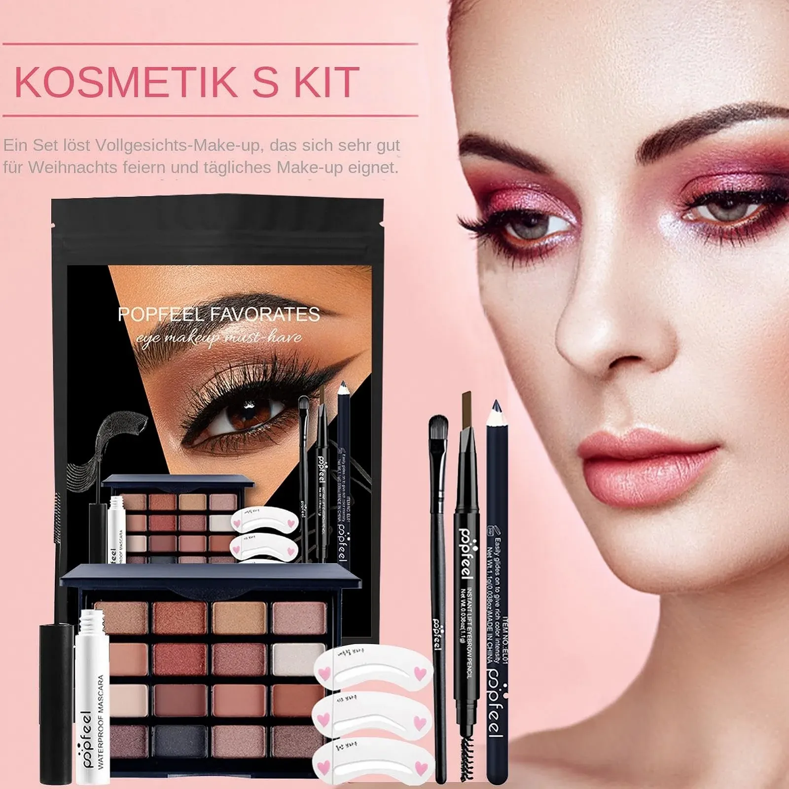 Набір для макіяжу очей: Тіні для повік, підводка, туш plsyyuw 16 кольорів, фото №3 Набір для макіяжу очей: Тіні для повік, підводка, туш plsyyuw 16 кольорів, фото №3