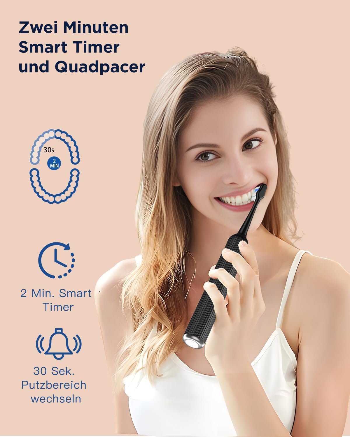 Електрична Зубна Щітка Yteath Pro, 5 Режимів, 3 Рівні Інтенсивності, Чорна, фото №6