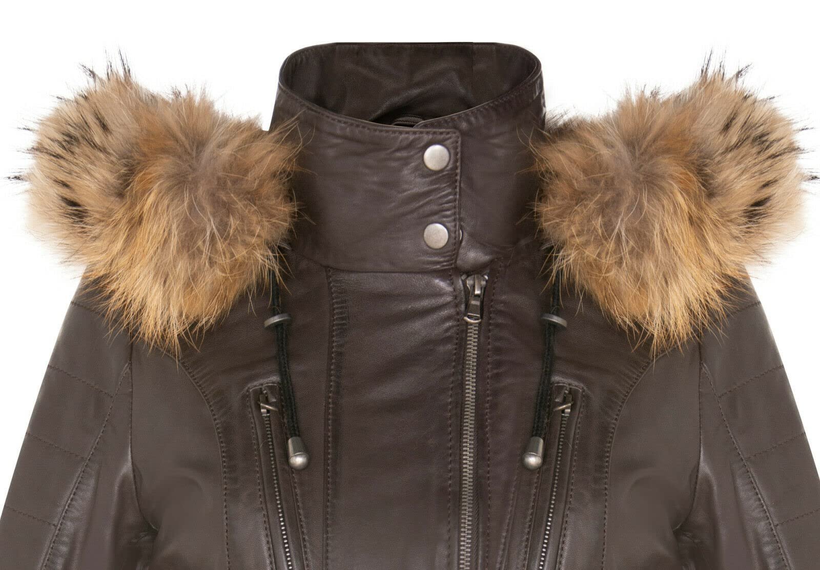 Кожаная парка Infinity Leather Женская стеганая куртка Съемный капюшон Дождевик, фото №4