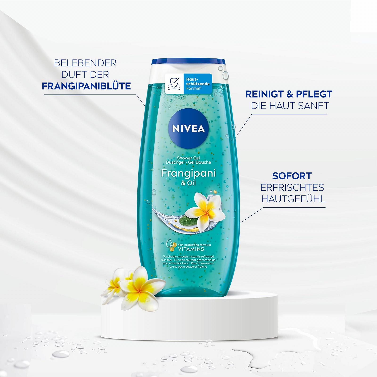 Гель для душа NIVEA Frangipani & Oil с масляными гранулами и ароматом франжипани 250 мл, фото №2
