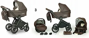 Детская коляска 3 в 1 Sonic Soft 03, Коричневая synthetic.ua - Фото 1