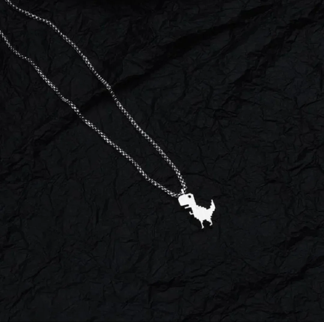 Модний сріблястий ланцюжок унісекс Динозавр, фото №1