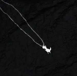 Модная серебристая цепочка унисекс Динозавр - Фото 1