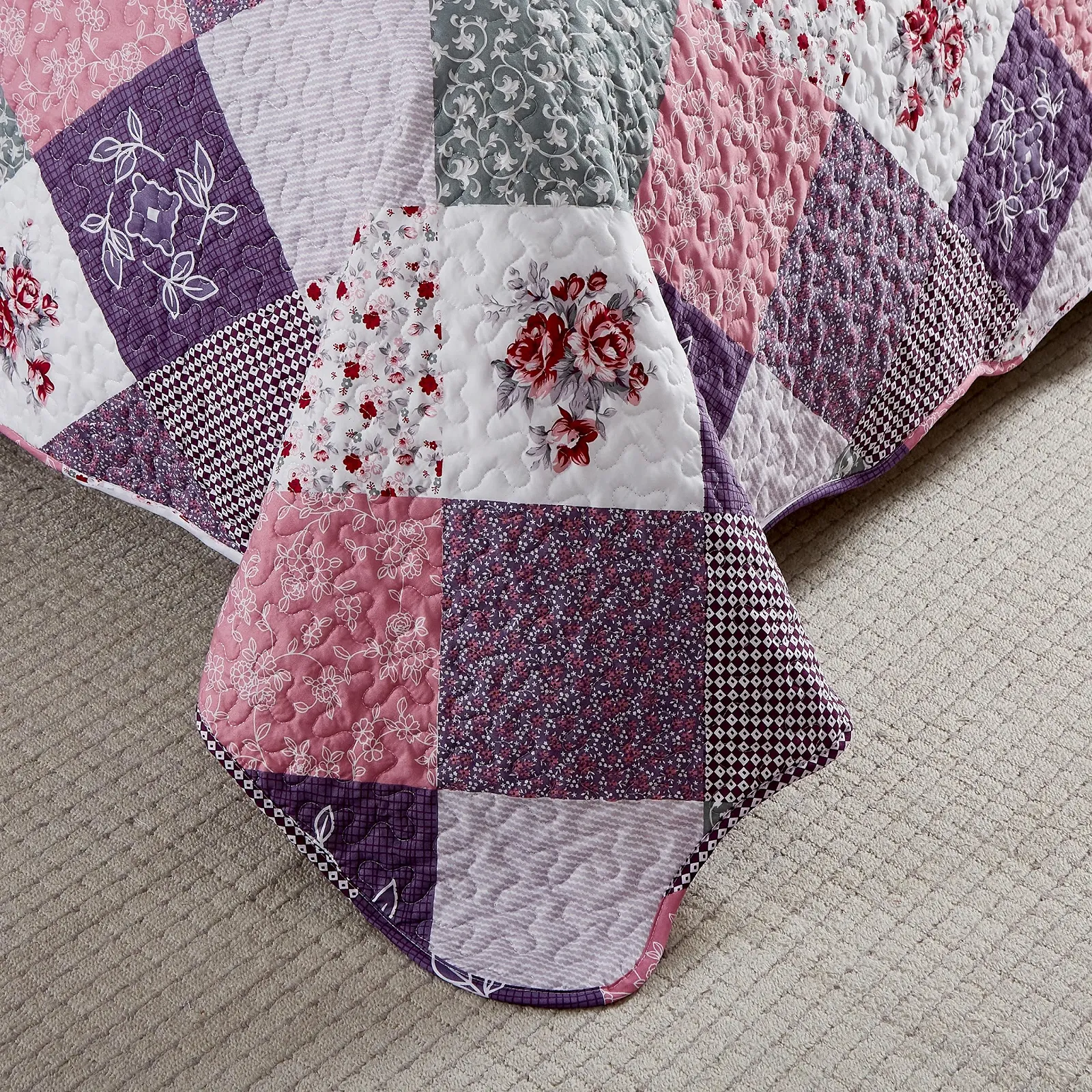 Покривало WONGS BEDDING 240 x 260 см, клаптеве покривало, стьобане, фото №5