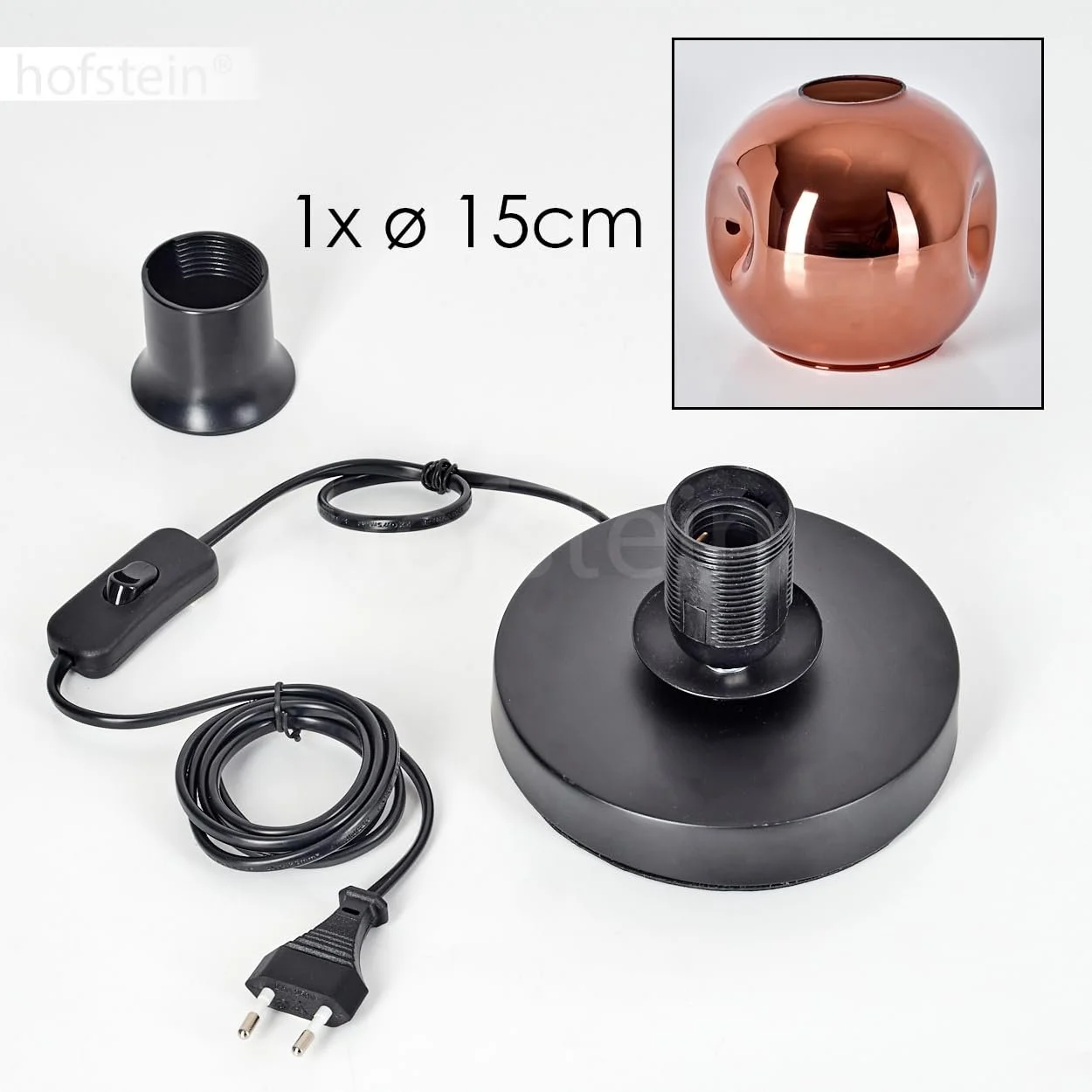 Настільна лампа Ripoll Metal / Glass Modern Retro / Vintage 15 см Black/Copper Colour, фото №6