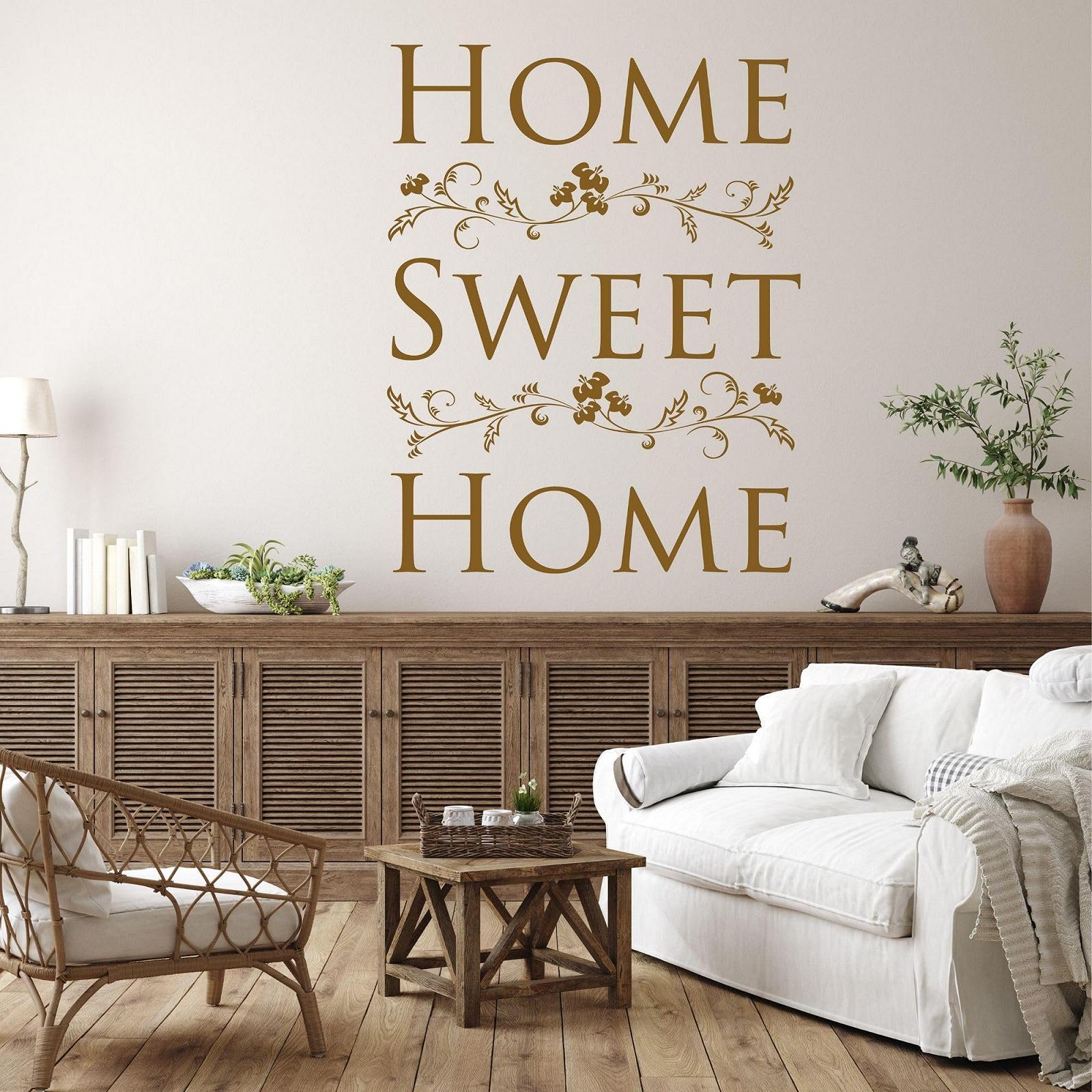 Наклейка на стіну Home Sweet Home Квіти самоклейна 73 x 57 см 071 Сірий, фото №3