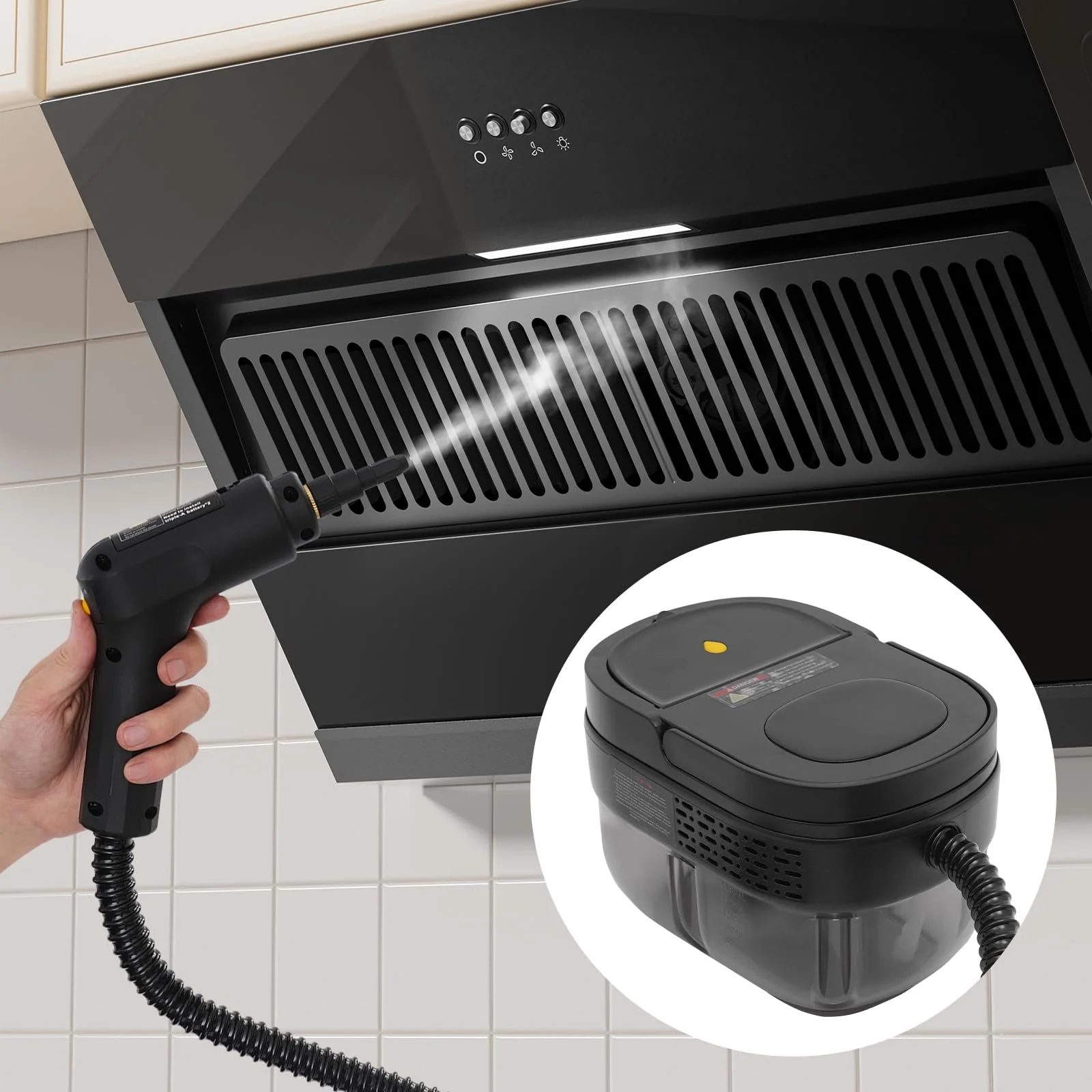 Пароочисник ручний 1500W 220V 3.0Bar Чорний, фото №4