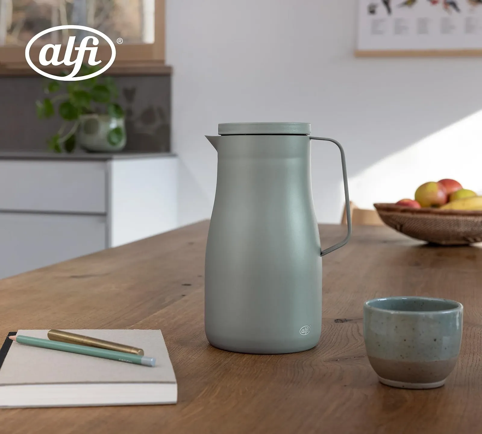 Термос-кавник alfi STUDIO TEA Matcha Green, 1.0 л, двостінна нержавіюча сталь, гвинтова кришка, великий отвір, фото №2