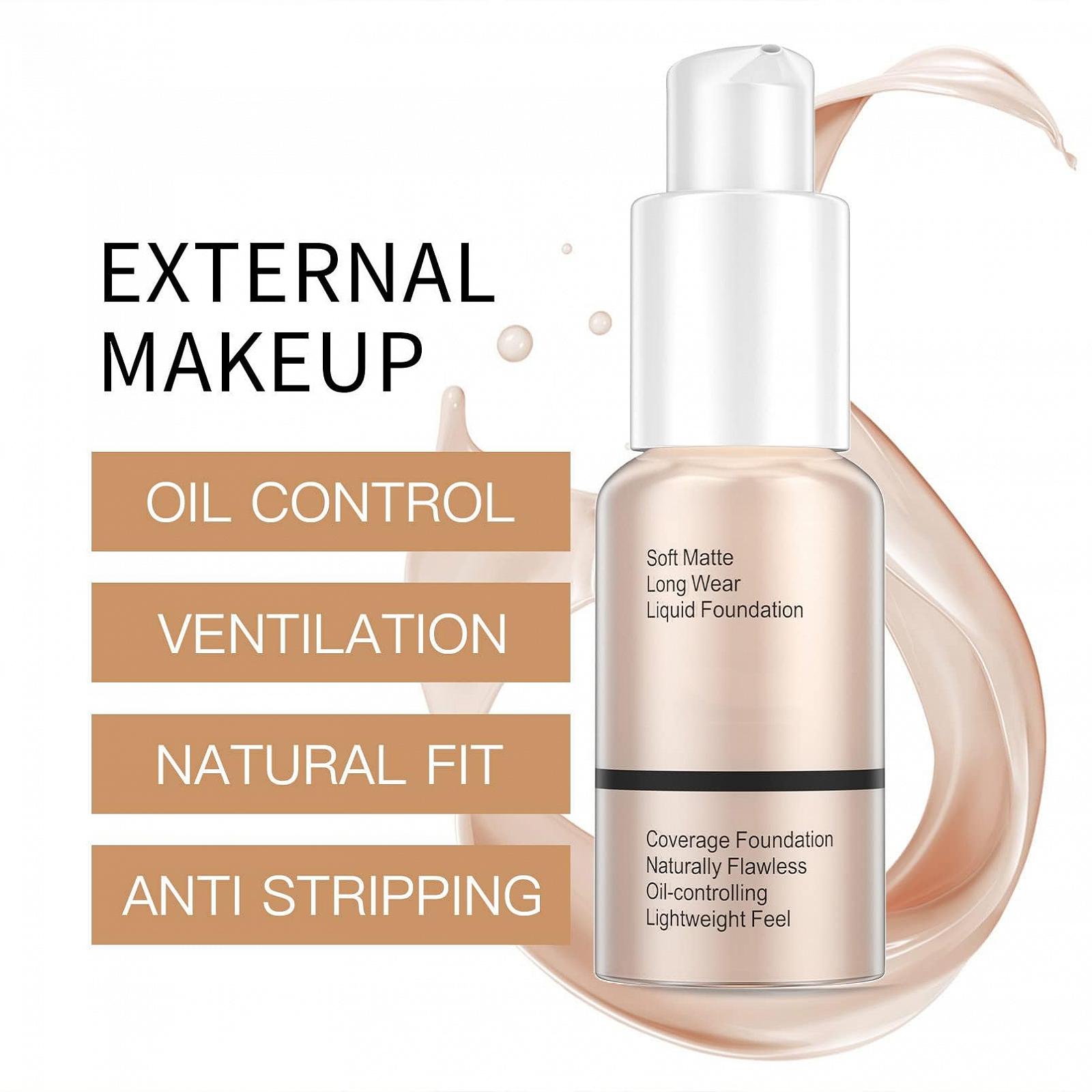 Тональний крем Повне покриття Коректор Рідкий тональний крем Матове контроль олії 105 Пісок, фото №4